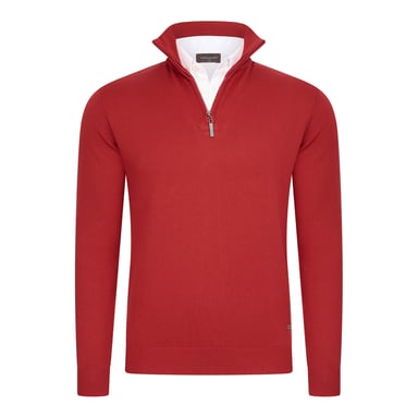 Cappuccino Italia Jersey Mock Zip Pullover Rojo