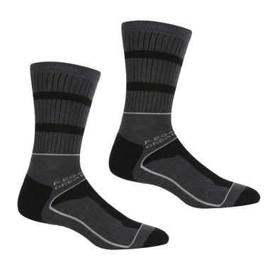 Regatta Mens Samaris 3 Season Socks (Pack of 2) (Black/Dark Steel)