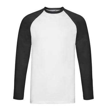 Fruit of the Loom Mens Baseball Long-Sleeved T-Shirt (White/Black)