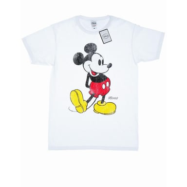 Disney Mens Mickey Mouse Classic Kick T-Shirt (White)