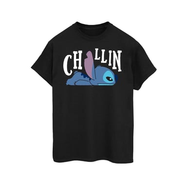 Disney Womens/Ladies Lilo And Stitch Chillin Cotton Boyfriend T-Shirt (Black)