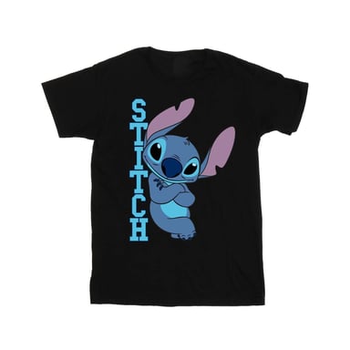 Disney Womens/Ladies Lilo And Stitch Posing Cotton Boyfriend T-Shirt (Black)