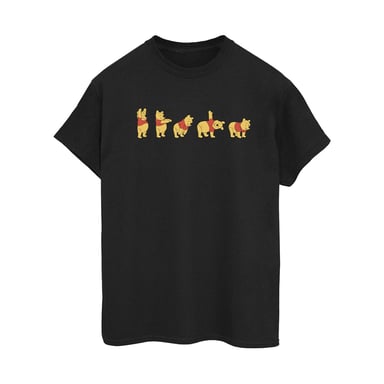 Disney Womens/Ladies Winnie The Pooh Stretching Cotton Boyfriend T-Shirt (Black)