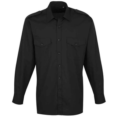 Premier Mens Long-Sleeved Pilot Shirt (Black)