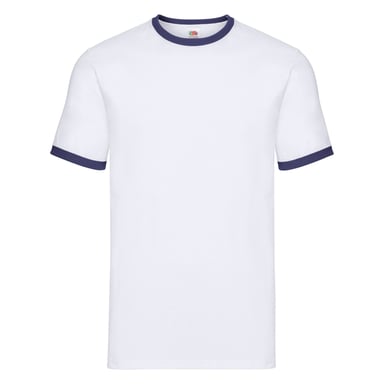 Fruit of the Loom Mens Ringer 160 T-Shirt (White/Navy)