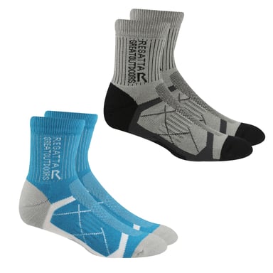 Regatta Womens/Ladies Outdoor Boot Socks (Pack of 2) (Light Steel/Niagra Blue)
