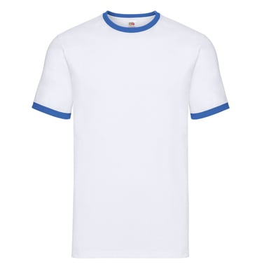 Fruit of the Loom Mens Ringer 160 T-Shirt (White/Royal Blue)