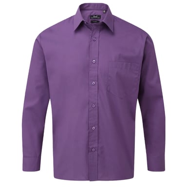 Premier Mens Poplin Long-Sleeved Shirt (Purple)