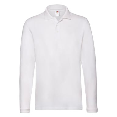 Fruit of the Loom Mens Premium Long-Sleeved Polo Shirt (White)