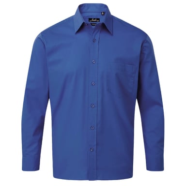 Premier Mens Poplin Long-Sleeved Shirt (Royal Blue)