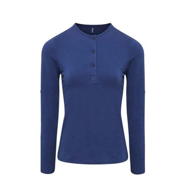 Premier Womens/Ladies Long John Roll Sleeve T-Shirt (Indigo)