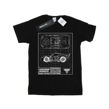 Disney Womens/Ladies Cars Lightning McQueen Blueprint Cotton Boyfriend T-Shirt (Black)