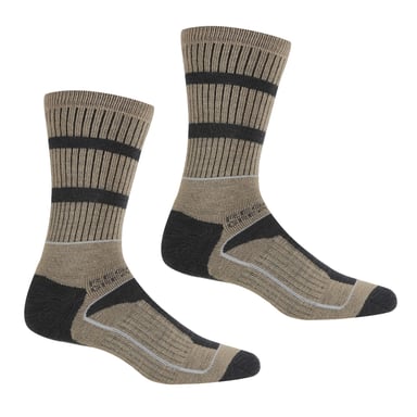 Regatta Mens Samaris 3 Season Socks (Pack of 2) (Moccasin Brown/Briar Grey)
