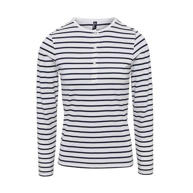 Premier Womens/Ladies Long John Roll Sleeve T-Shirt (White/Navy)