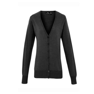 Premier Womens/Ladies Knitted Button Through Cardigan (Charcoal)