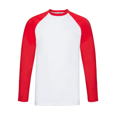 Fruit of the Loom Mens Baseball Long-Sleeved T-Shirt (White/Red)