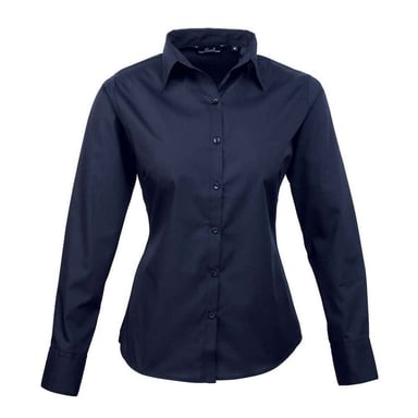 Premier Womens/Ladies Poplin Long-Sleeved Blouse (Navy)