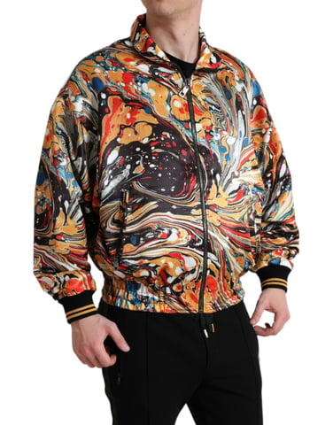 Chaqueta Casual Bomber de Estampado Mármole