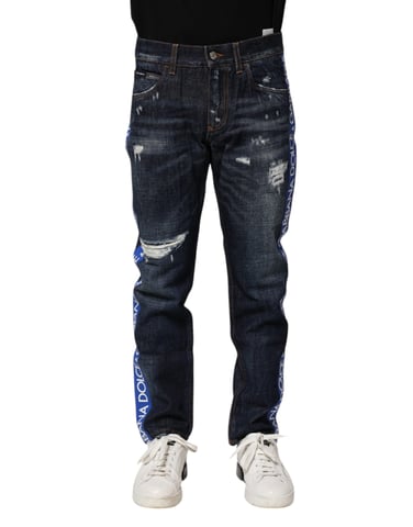 Jeans con Logo Desgastado