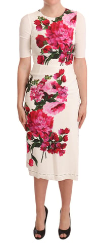 Vestido Midi con Estampado Floral y Mangas Cortas