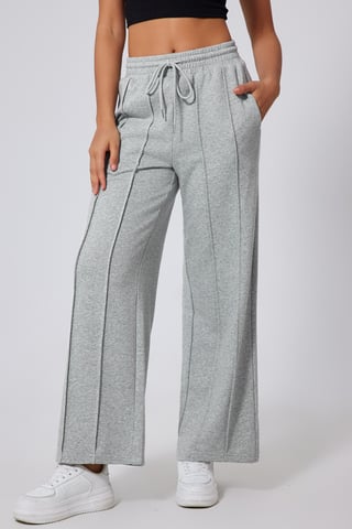 Pantalones de Pierna Ancha con Costuras Centrales