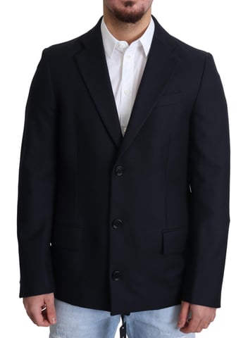 Blazer Sólido Azul Marino Ajuste Entallado