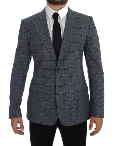 Blazer a Cuadros Grises Corte Clásico