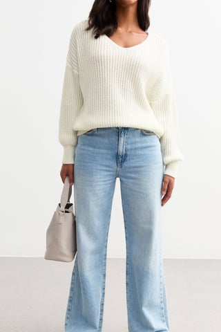 Jersey oversize de punto grueso color crema