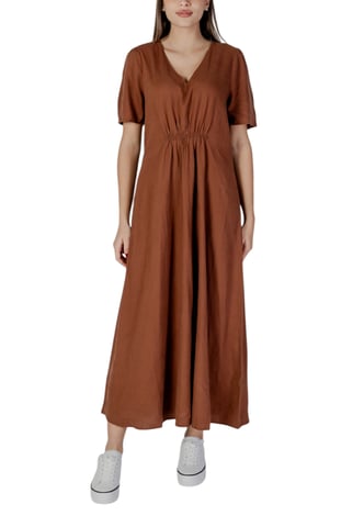 Vestido Maxi de Manga Corta con Escote en V