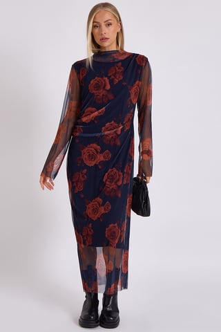 Vestido midi estampado de malla