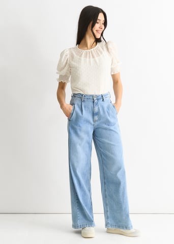 Vaqueros anchos de denim azul lavado medio