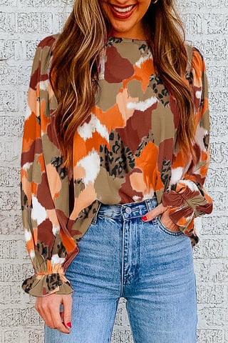 Blusa de Manga Larga Estampada Abstracta