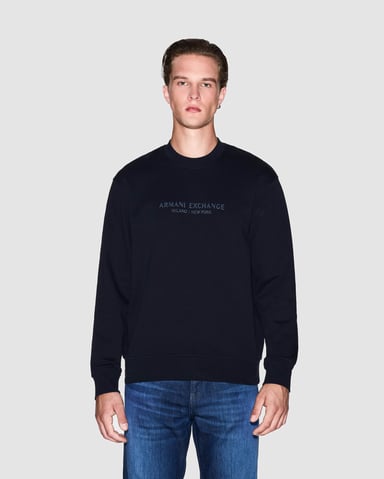 Sudadera de Cuello Redondo en Azul Marino