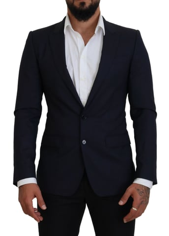 Traje de Corte Clásico Sólido en Marino