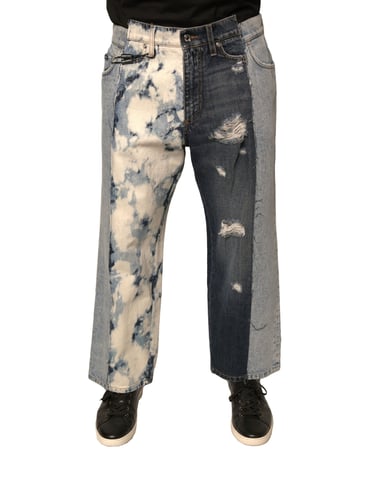 Jeans de Pantalón de Parches Tinte de Color Desgarrados