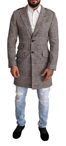 Abrigo de lana Glen Plaid de manga larga