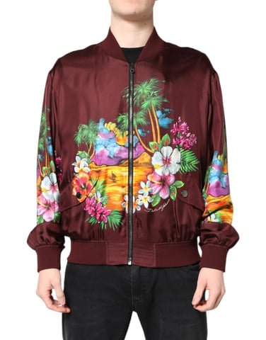 Chaqueta de Seda con Estampado Tropical