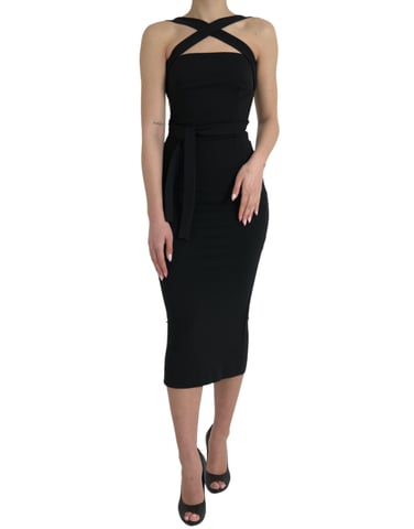 Vestido Midi Bodycon con Cuello Cruzado