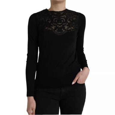 Blusa de Manga Larga con Cuello de Encaje