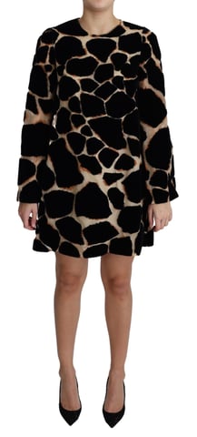 Vestido Mini de Terciopelo con Estampado de Jirafa