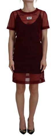 Vestido Mini de Malla Burdeos