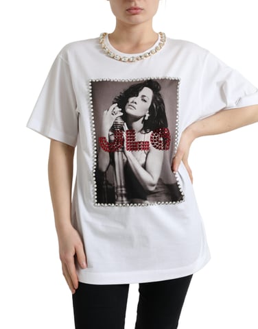 Camiseta de Jersey Decorada con Cristales de Jlo