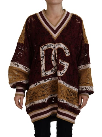 Sudadera de Encaje Ajuste Relajado Mangas Largas