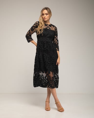 Vestido midi en encaje guipure