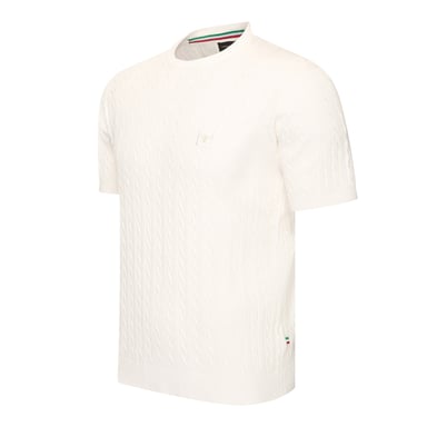 Cappuccino Italia Loreto Cable Knit Tee Blanco