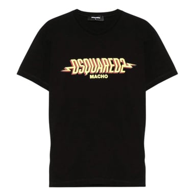 Camiseta Negra De Corte Cool Con Logotipo Macho De Dsquared2