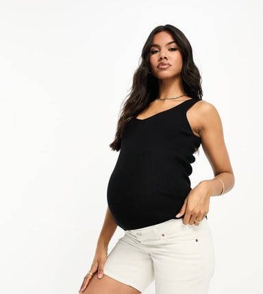 ASOS DESIGN Gravid stickad v-ringad västtopp i svart