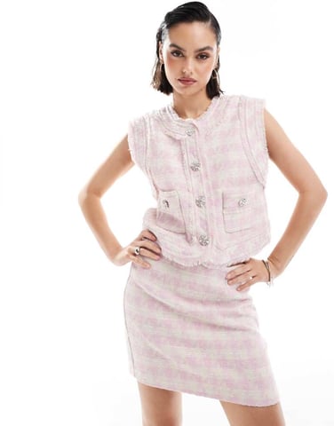 ASOS DESIGN a-linjeformad boucle skräddarsydd mini kjol i rosa