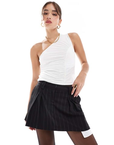 ASOS DESIGN plisserad front exponerad skräddarsydd mini kjol i tonad rand