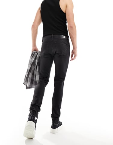 Dr Denim Chase slim fit jeans i mörkt slitet svart